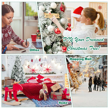 Snow Flocked Christmas Tree with 652 Branches and Berries