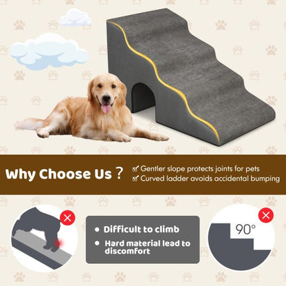 4 Tier High Density Foam Dog Ramps for High Beds and Couches