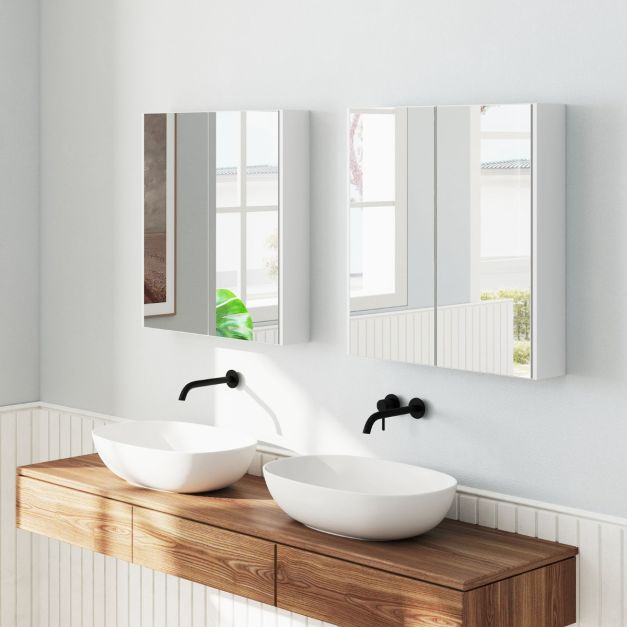 Medicine Cabinet with Mirror and Double Mirrored Doors