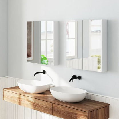 Medicine Cabinet with Mirror and Double Mirrored Doors