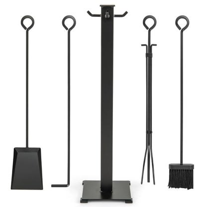 5 Pieces Fireplace Tools Set with Poker and Base Stand Holder