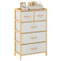 5-Drawer Bamboo Chest of Drawers Vertical Storage Tower