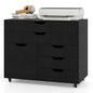 5-Drawer Chest with Door Mobile Chest of Drawers with 5 Casters