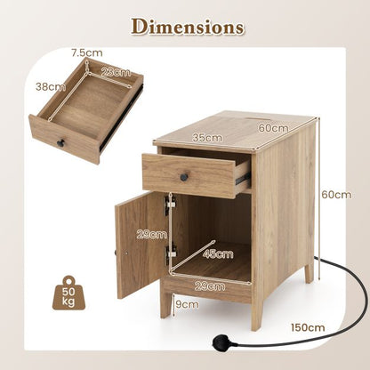 End Table with Charging Station USB Ports and Outlets