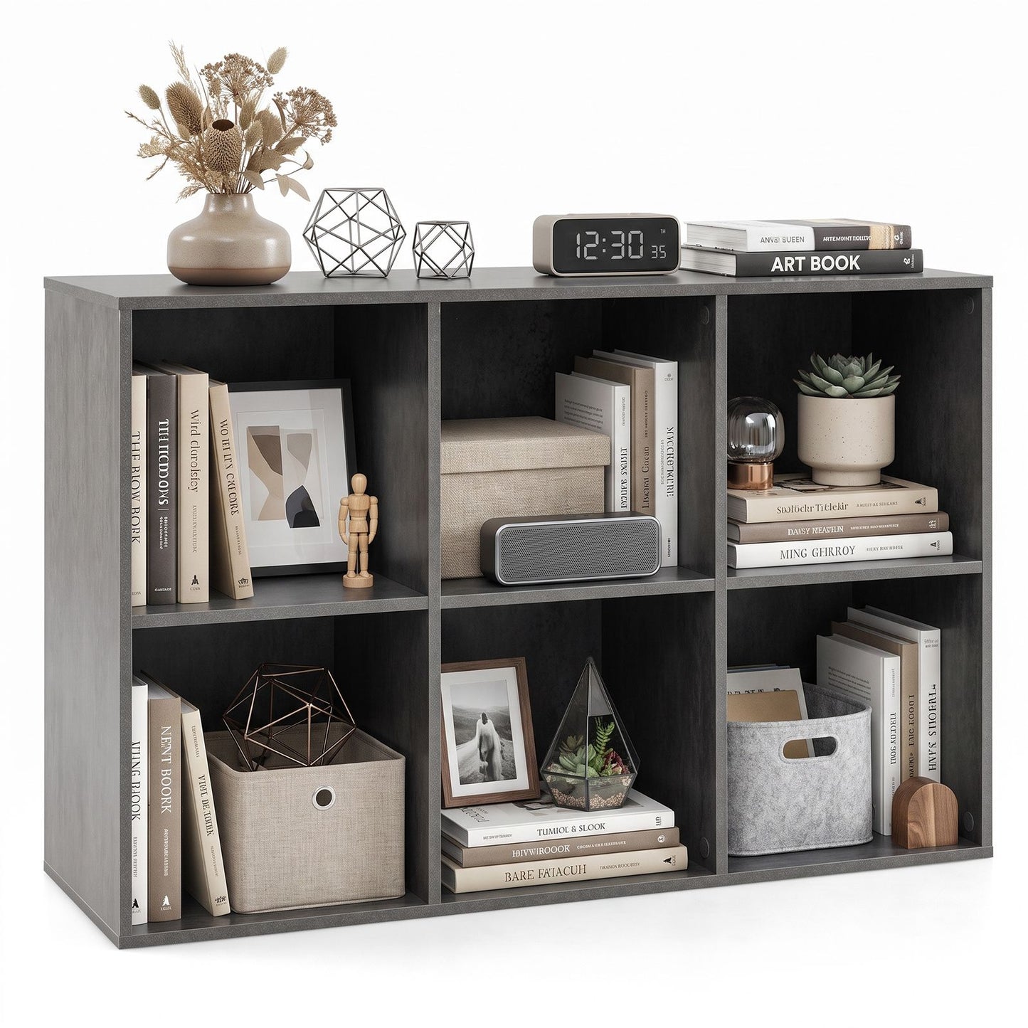 6-Cube Bookcase 3-Tier Storage Organizer with Anti-Tipping Kits for Living Room Study