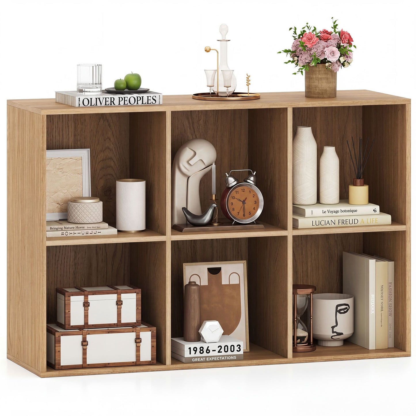 6-Cube Bookcase 3-Tier Storage Organizer with Anti-Tipping Kits for Living Room Study