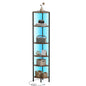6-Tier Corner Shelf with LED Lights, 172cm Tall Bookshelf