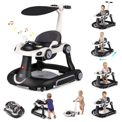 6-in-1 Baby Walker Toddler Push Car with Canopy and Wheels