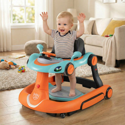 6-in-1 Baby Walker Toddler Push Car with Canopy and Wheels