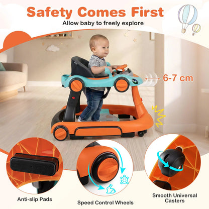 6-in-1 Baby Walker Toddler Push Car with Canopy and Wheels