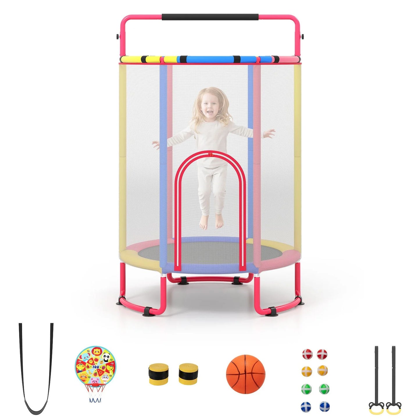 55”/61” Kids Trampoline, 6 in 1 Toddler Trampolines