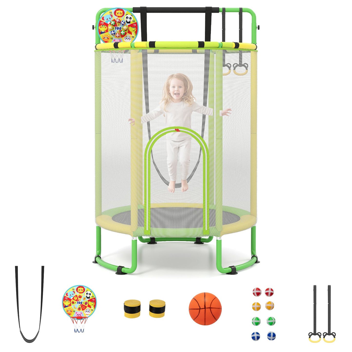 55”/61” Kids Trampoline, 6 in 1 Toddler Trampolines