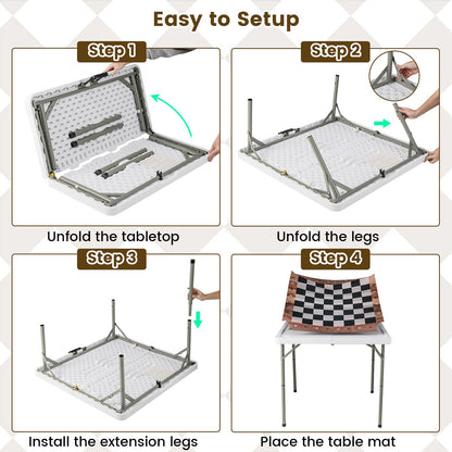 90 CM Folding Chess Table with Removable Table Mat
