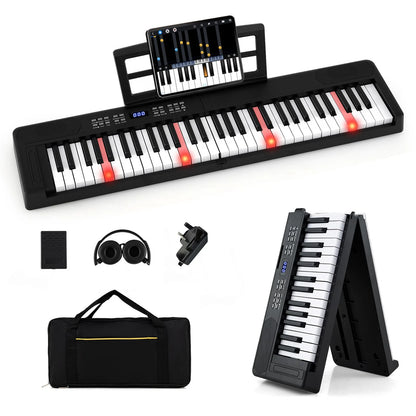 61 Key Folding Digital Piano Keyboard, Portable Full Size Electric Piano
