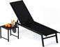 Patio Chaise Lounge Chair with Wheels Outdoor Recliner with 6-Level Adjustable Backrest