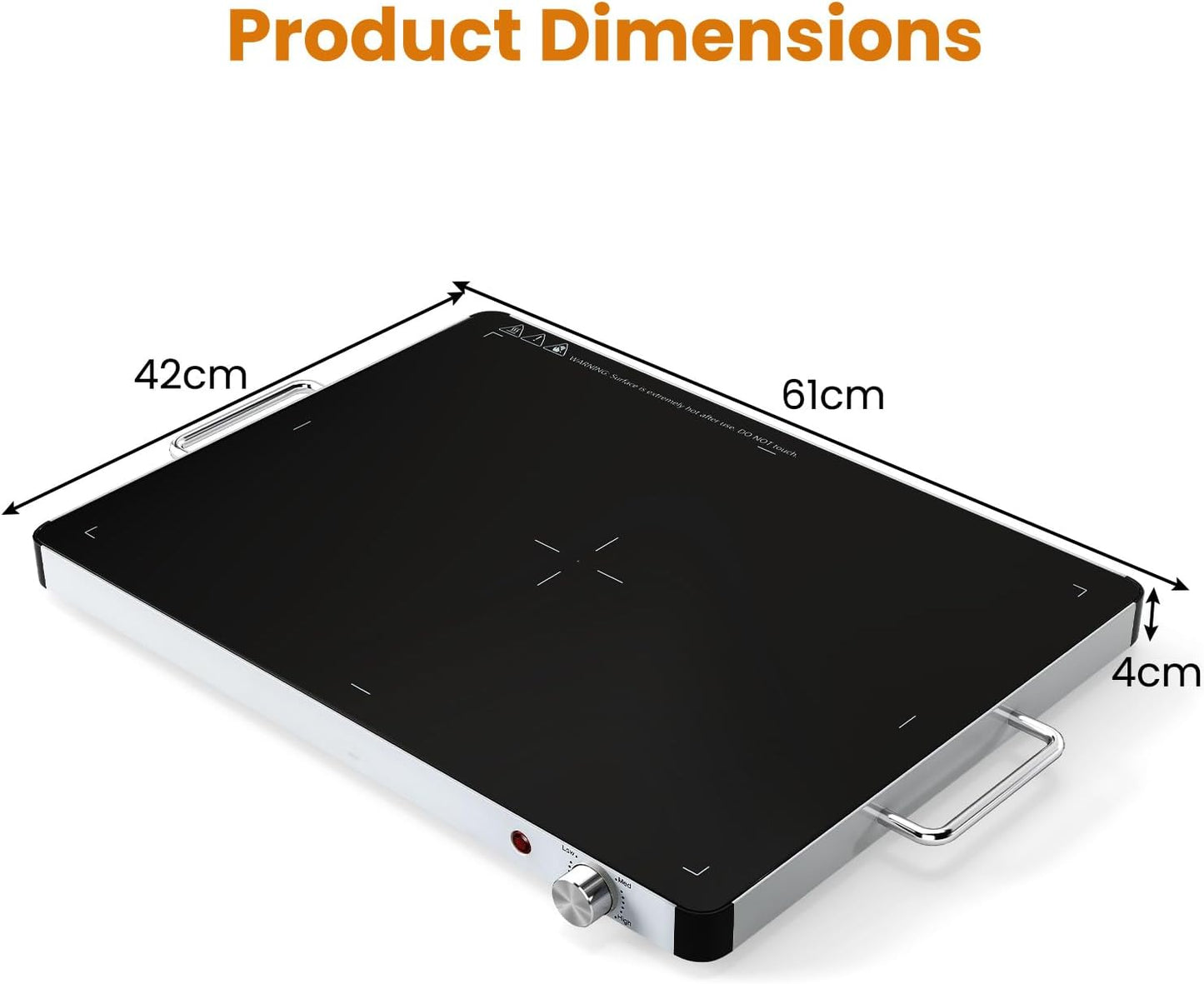 Electric Warming Tray with 53 x 40cm /40 x 30 cm Surface and Anti-Scalding Handles