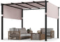 3 X 3M Metal Pergola with Retractable Roof with Sun Shade Canopy