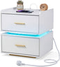 Nightstand with Charging Station and 2 Storage Drawers