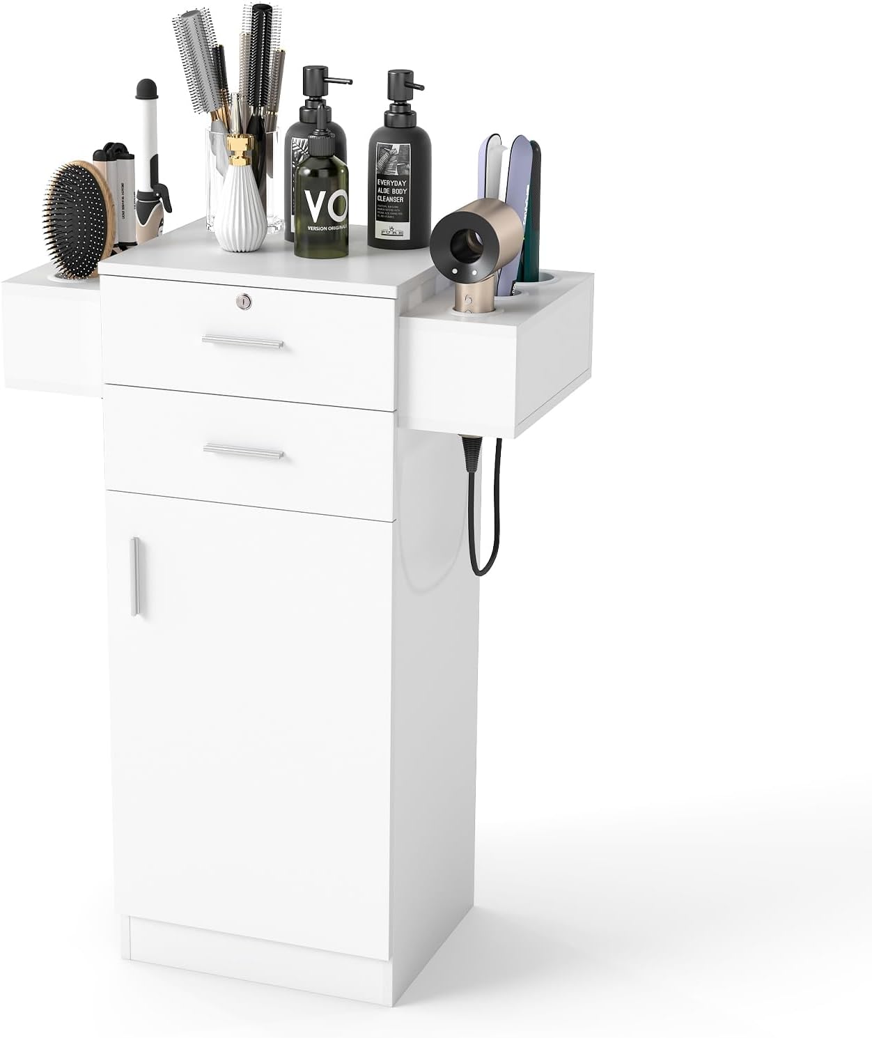 Beauty Salon Storage Cabinet with 6 Hair Dryer Holders