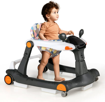 2 in 1 Foldable Toddler Push Along Walker with Music