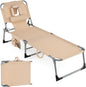 Folding Sun Lounger with Face Hole, 4-Position Adjustable Outdoor Chaise Lounge Chair