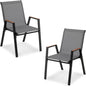 Garden Chairs Set of 2/4, Stackable Outdoor Dining Chairs with Armrests