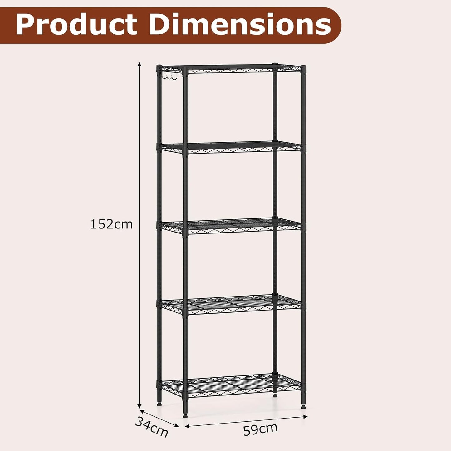 3/4/5/6-Tier Wire Shelving Unit Adjustable Metal Storage Shelves with V-shaped Shelving Rack