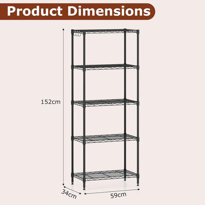 3/4/5/6-Tier Wire Shelving Unit Adjustable Metal Storage Shelves with V-shaped Shelving Rack