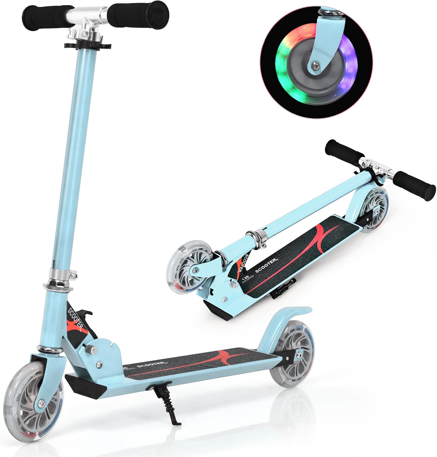 Kids Kick Scooter, Light Up LED 2 Wheeled Scooters for Ages 4 to 13 Children Girls Boys