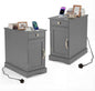 End Table Narrow Nightstand Bedside Table with Charging Station