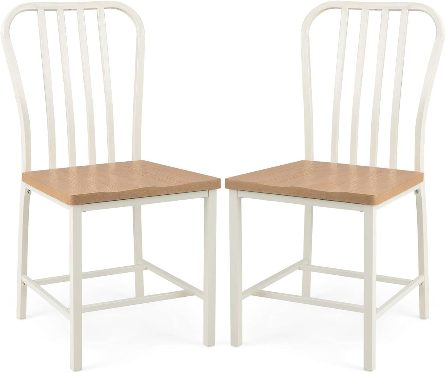 GiantexUK Dining Chairs Set of 2/4, Metal Frame Kitchen Chairs with Spindle Backrest, Footrests & Non-Slip Foot Pads