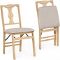 Set of 2 Folding Dining Chairs with Soft Padded Seat and Smooth Solid Backrest