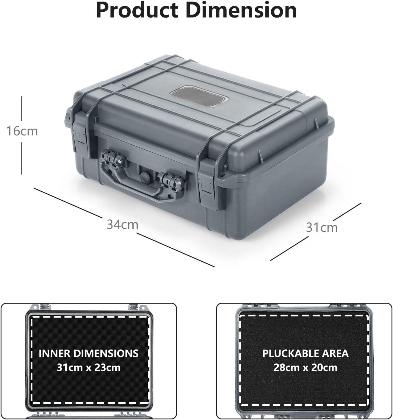 GiantexUK Waterproof Hard Case, Protective Camera Case with Customized Foam