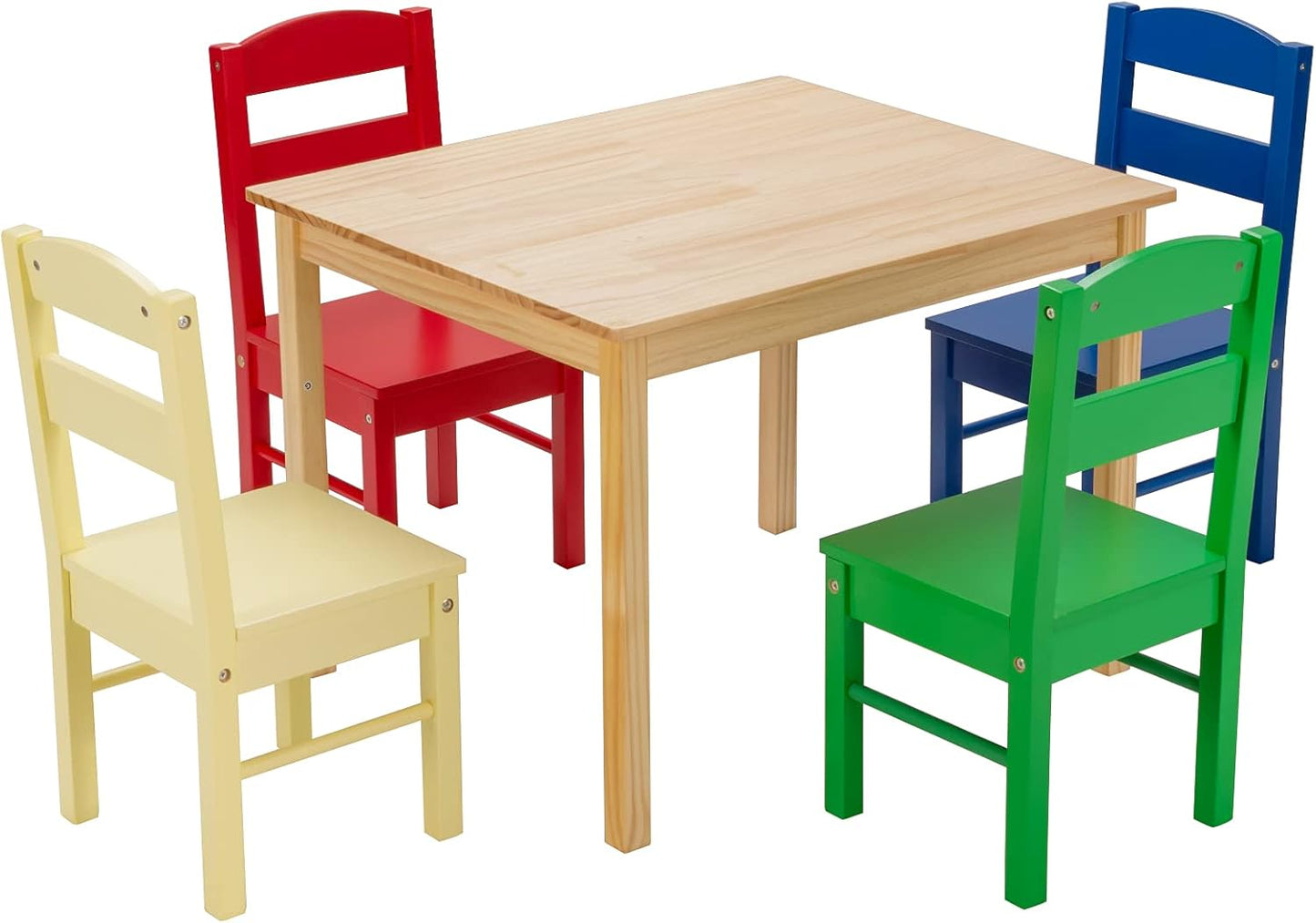 5pcs Activity Wooden Children Desk Chair Set for Preschool Girls Boys