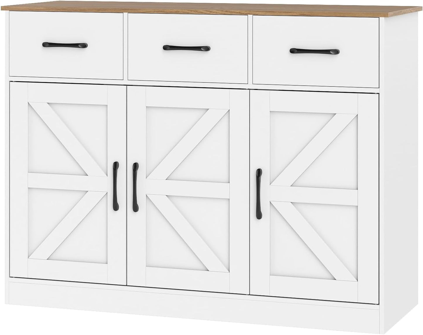 Sideboard Storage Cabinet, Large Kitchen Cupboard with Adjustable Shelf