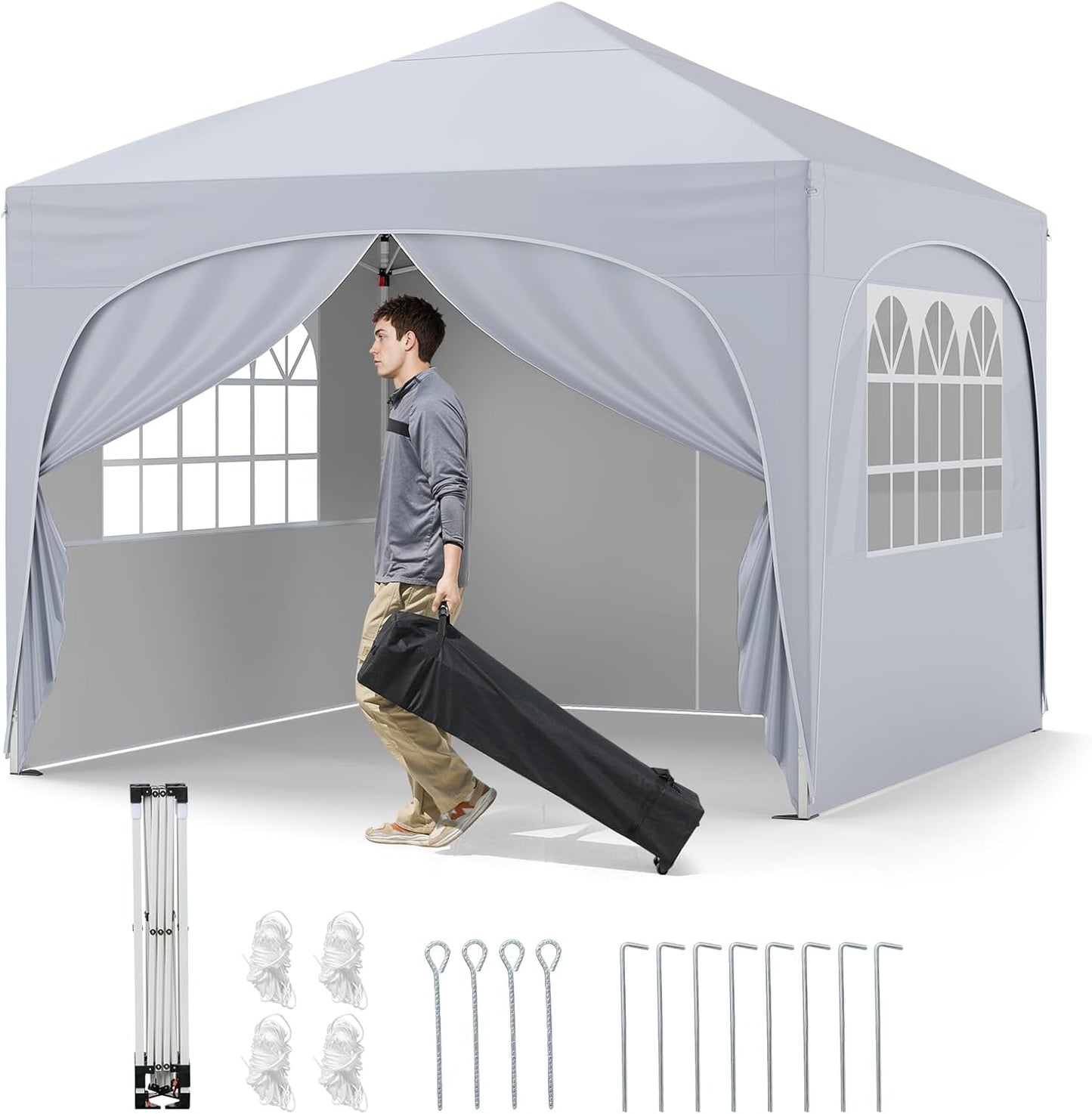 Outdoor Foldable Canopy Tent with 4 Removable Sidewall