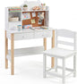 Kids Desk and Chair Set, Wooden Student Study Table with Drawers