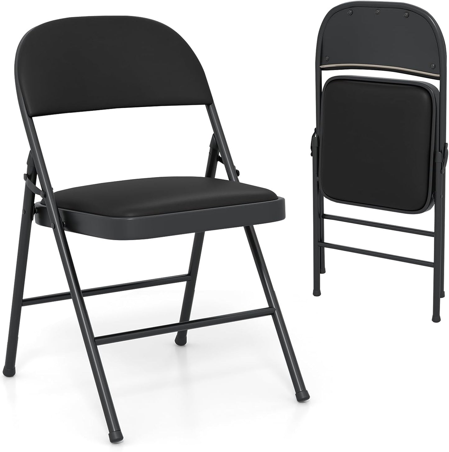 Set of 1/2/4 Folding Padded Party PVC Leather Stackable Chairs