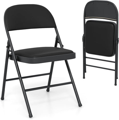 Set of 1/2/4 Folding Padded Party PVC Leather Stackable Chairs