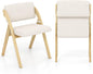 Wooden Counter Dining Chairs with Linen Fabric Seat Set of 2