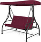 3 Seater Convertible Outdoor Hammock Bench Chair with Adjustable Canopy and Cushions