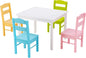 5pcs Activity Wooden Children Desk Chair Set for Preschool Girls Boys