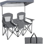 Outdoor Portable Double Folding Camping Chair with Canopy
