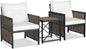 3-Piece Outdoor Coffee Table and Sofas with Acacia Wood Tabletop