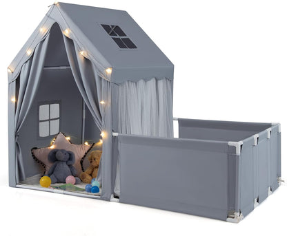 2-in-1 Kids Play Tent with Playpen and Washable Cotton Mat