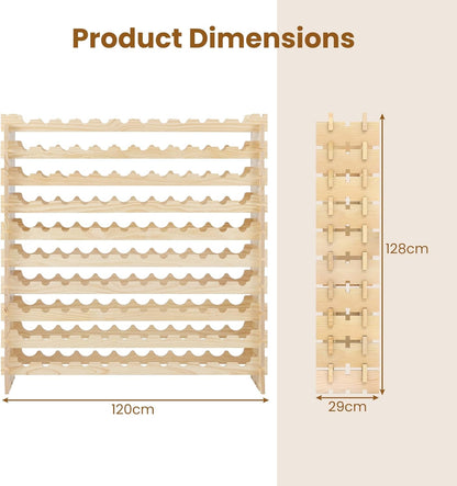 72/108/120 Bottles 6/9/10 Tier Stackable Wine Display Shelf for Home