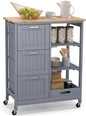 Kitchen Island Rolling Cart Utility Cart on Lockable Wheels with 3 Drawers