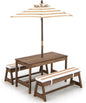 Wood Kids Picnic Table and Bench Set with Cushions