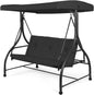 3 Seater Convertible Outdoor Hammock Bench Chair with Adjustable Canopy and Cushions