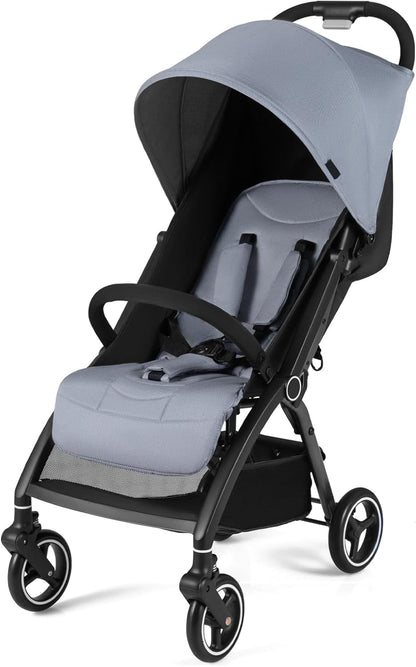 One Hand Foldable Toddler Stroller with Adjustable Backrest & Canopy